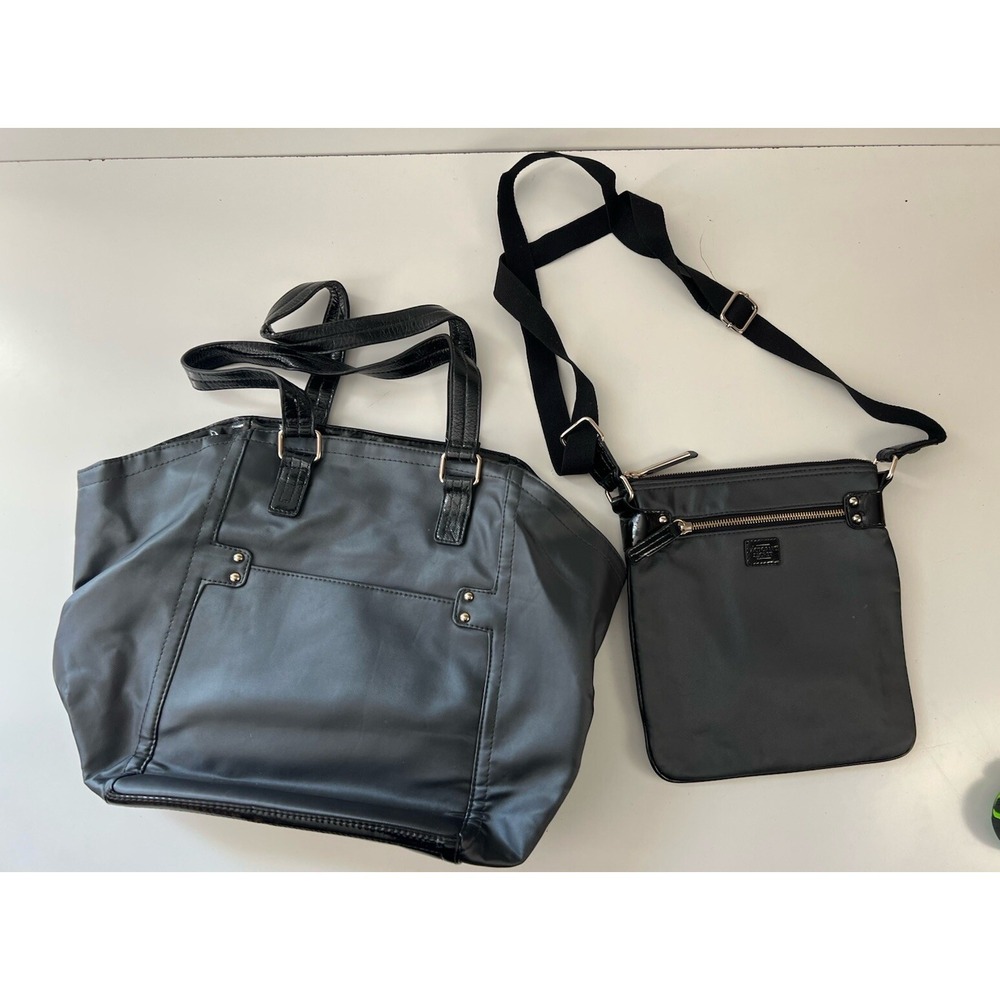 Vintage Victoria's Secret Lot Of 2 Black Bags CrossBody Tote Bag Purse